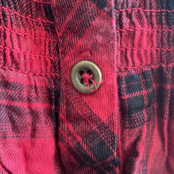 NWTS Knox Rose black and red Plaid Boho Peasant Smocked Button Fron - Picture 4 of 8